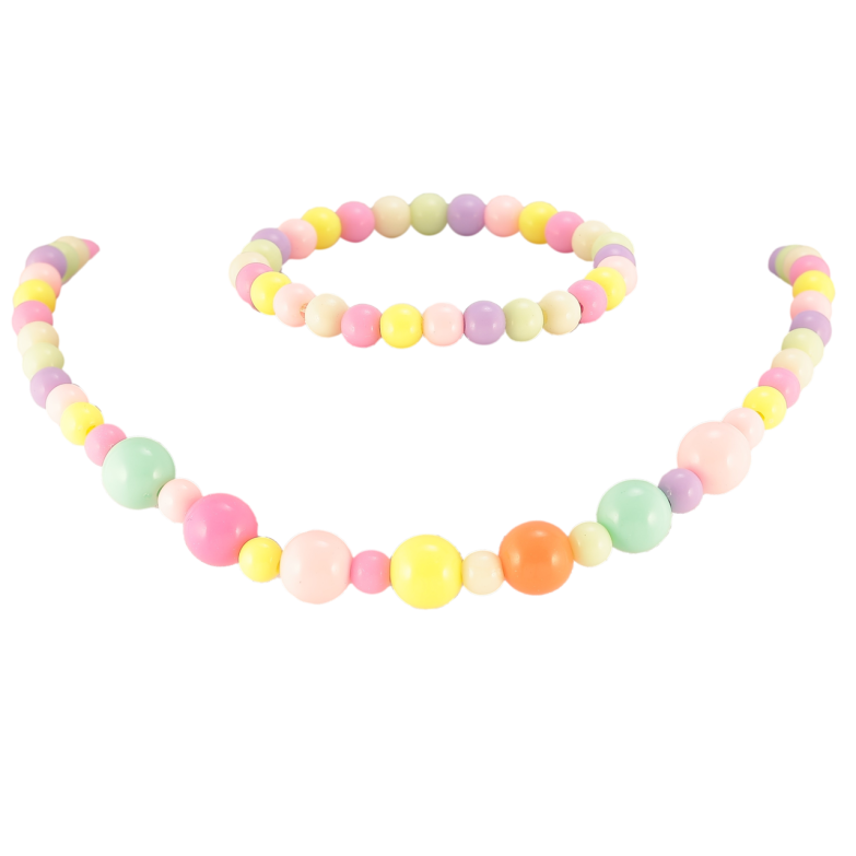 Набор детский Xuping Колье Браслет Разноцветные бусины на резинке, шир. 6-14мм фото №1