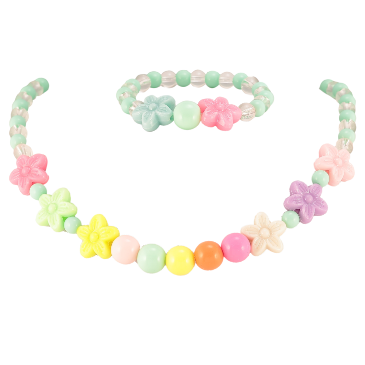 Набір дитячий Xuping Кольє Браслет «Різнокольорові намистини та квіточки» на резинці, шир. 6-14мм фото №21