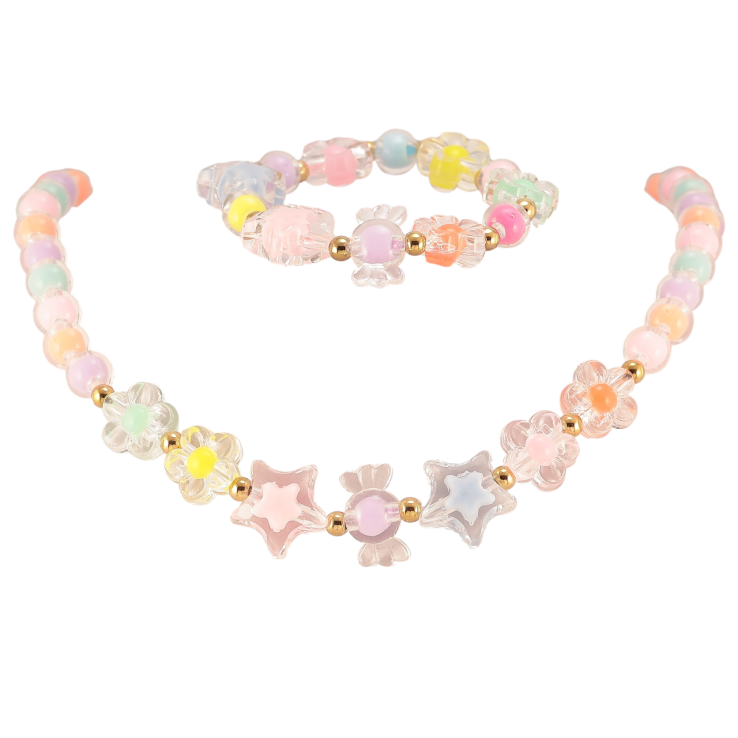 Набір дитячий Xuping TTM Stainless Steel Колір 14К Кольє Браслет «Різнокольорові намистини» на гумці, шир. 4-17мм фото №24