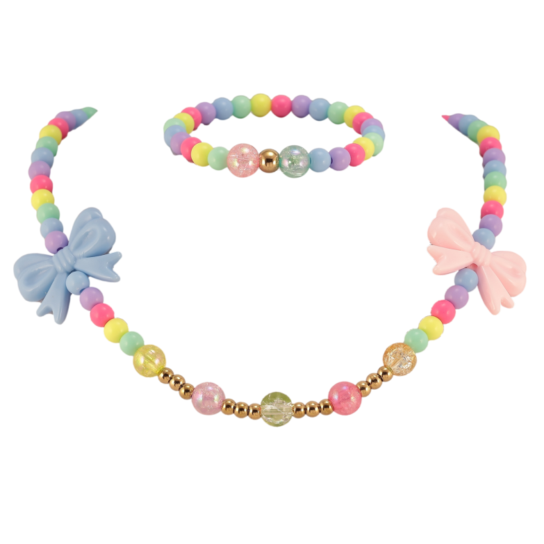 Набор детский Xuping TTM Stainless Steel Цвет 14К Колье Браслет Разноцветные бусины и банты на резинке фото №15