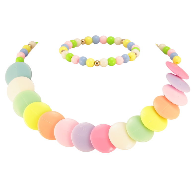 Набір дитячий Xuping Кольє Браслет «Різнокольорові намистини» на гумці, шир. 4-20мм фото №1