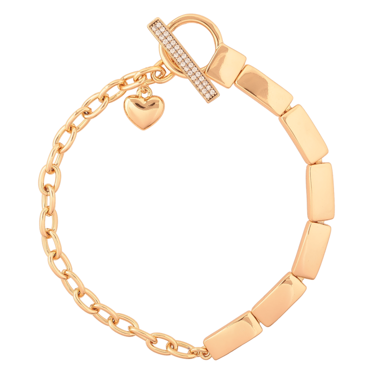 Браслет Xuping Позолота 18K «Комбіноване плетіння з підвіскою сердечко» розмір 18.5см х 4-5мм фото №15