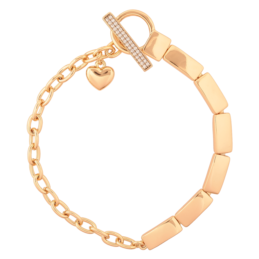 Браслет Xuping Позолота 18K «Комбіноване плетіння з підвіскою сердечко» розмір 18.5см х 4-5мм фото №1