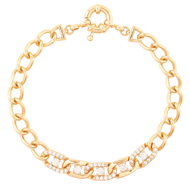 Браслет Xuping Позолота 18K «Панцирний ланцюжок з кристалами» розмір 19см х 6-7мм фото №10