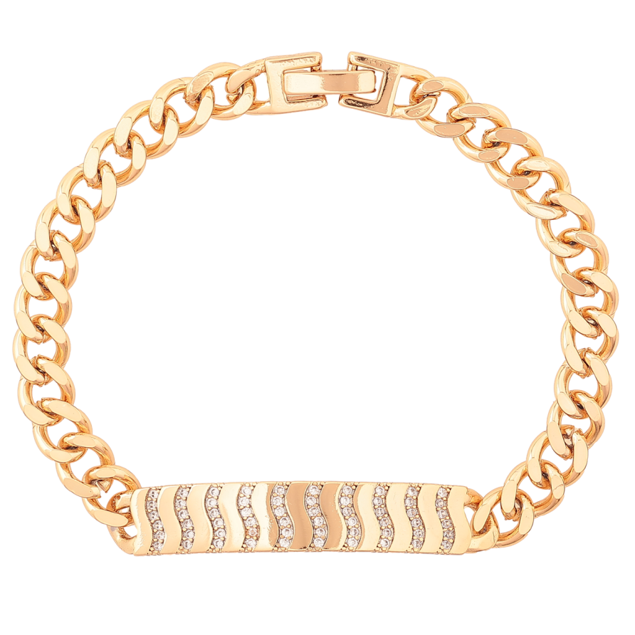 Браслет Xuping Позолота 18K «Панцирний ланцюжок зі вставкою» розмір 19см х 6-8мм фото №1