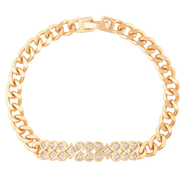 Браслет Xuping Позолота 18K «Панцирний ланцюжок з декоративною вставкою» розмір 19см х 7-8мм фото №21