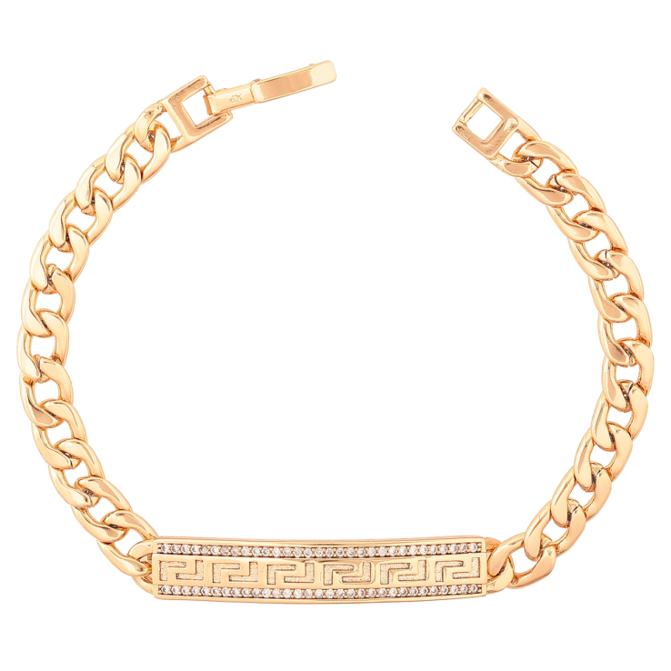 Браслет Xuping Позолота 18K «Ланцюжок зі вставкою грецький візерунок» розмір 18.5см х 6-7мм фото №22