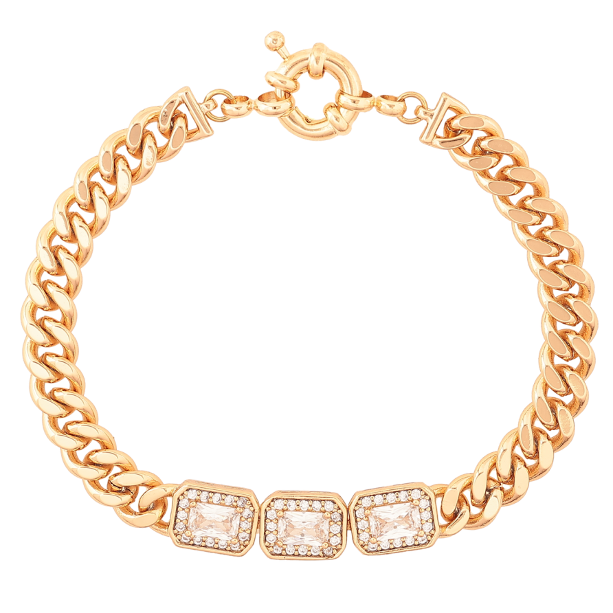 Браслет Xuping Позолота 18K «Ланцюжок з кришталевими вставками» розмір 19см х 7-8мм фото №1