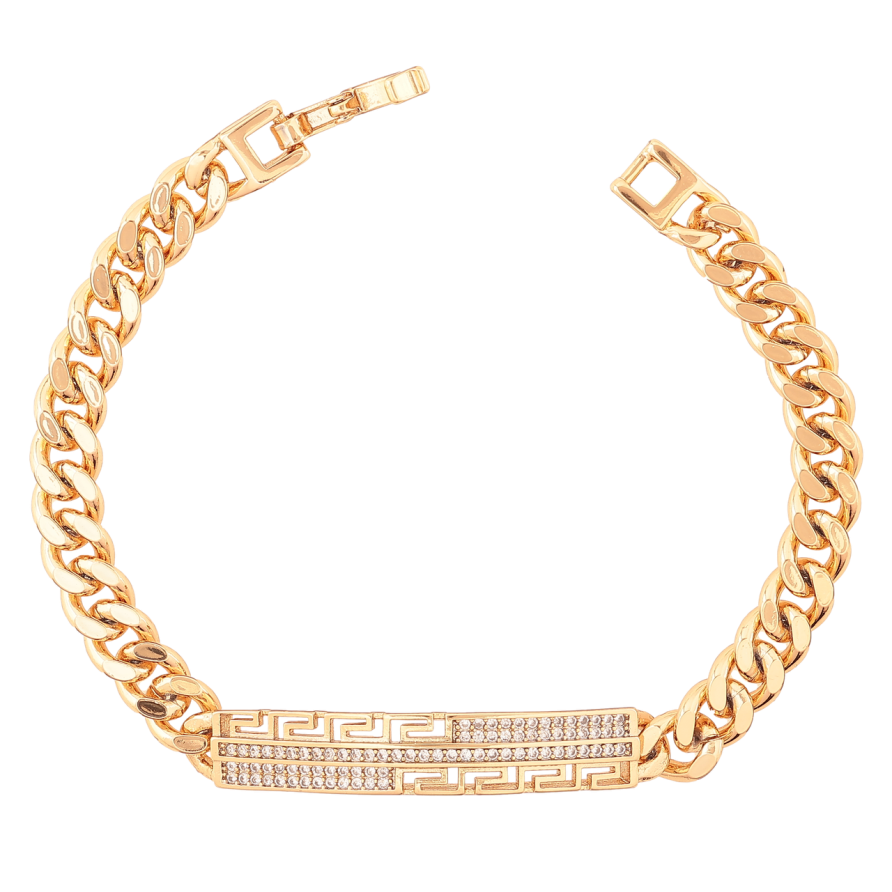 Браслет Xuping Позолота 18K «Ланцюжок з різьбленою вставкою з кристалами» розмір 18.5см х 7-8мм фото №1