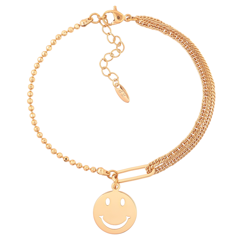Браслет Xuping Позолота 18K «Комбінований ланцюжок зі смайлом» розмір з доп. ланцюжком 18-22см х 2-5мм фото №2