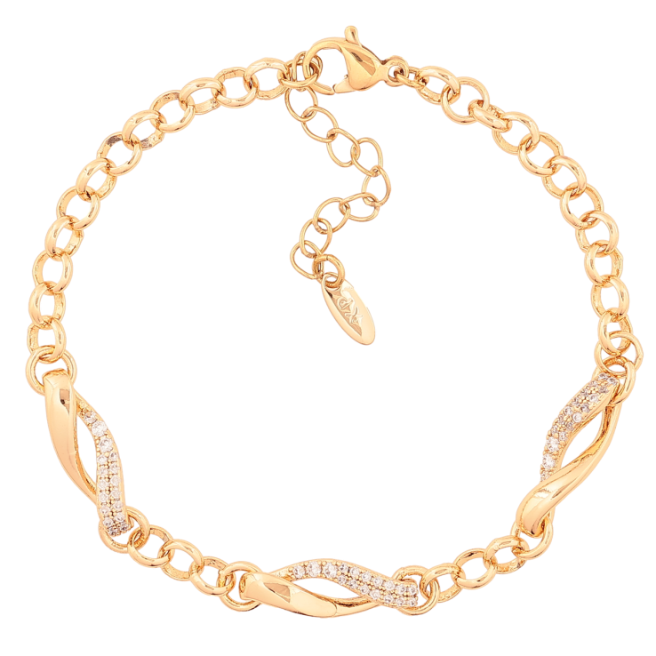 Браслет Xuping Позолота 18K «Ланцюжок з декоративними вставками» розмір з доп. ланцюжком 17-20см х 5-6мм фото №19