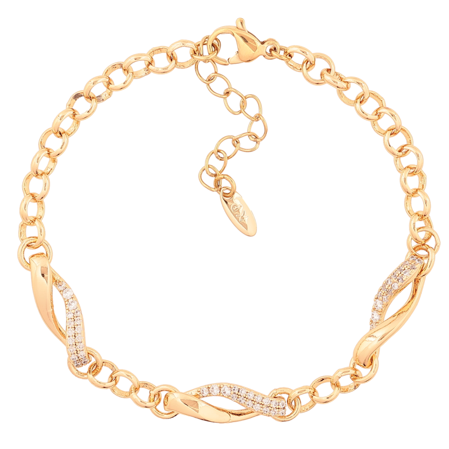 Браслет Xuping Позолота 18K «Ланцюжок з декоративними вставками» розмір з доп. ланцюжком 17-20см х 5-6мм фото №1