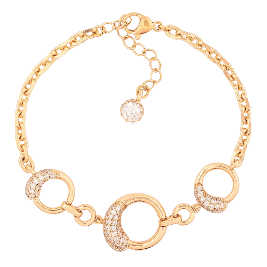 Браслет Xuping Позолота 18K «Ланцюжок з круглими вставками» розмір з доп. ланцюжком 16-19см х 3-15мм фото №1