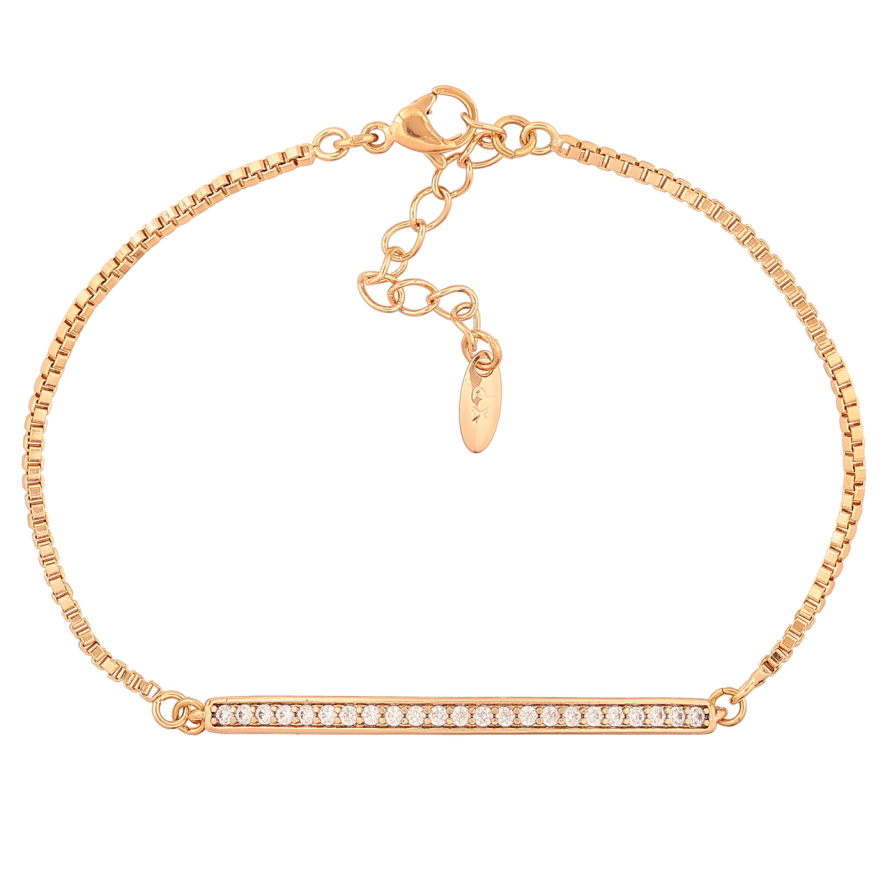 Браслет Xuping Позолота 18K «Ланцюжок зі вставкою доріжка кристалів» розмір з дод. ланцюжком 18-21см х 1.5-3мм фото №1