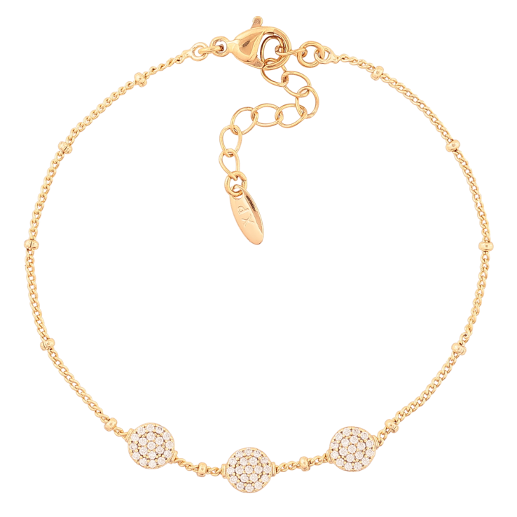 Браслет Xuping Позолота 18K «Ланцюжок з круглими вставками» розмір з доп. ланцюжком 17.5-20.5см х 1-6мм фото №12