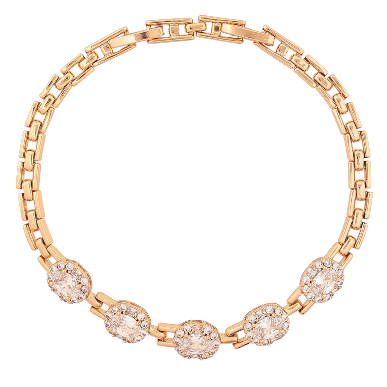 Браслет Xuping Позолота 18K «Візерунок з кристалів» розмір з доп. замком 17.5,19.5см х 4-6мм фото №1