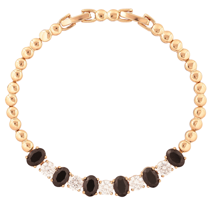 Браслет Xuping Позолота 18K «Доріжка чорно-білих кристалів» розмір з доп. замком 17,19см х 4-7мм фото №16