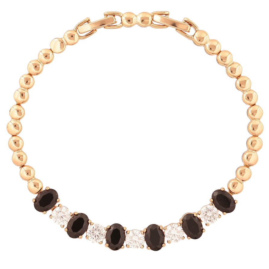 Браслет Xuping Позолота 18K «Доріжка чорно-білих кристалів» розмір з доп. замком 17,19см х 4-7мм фото №1