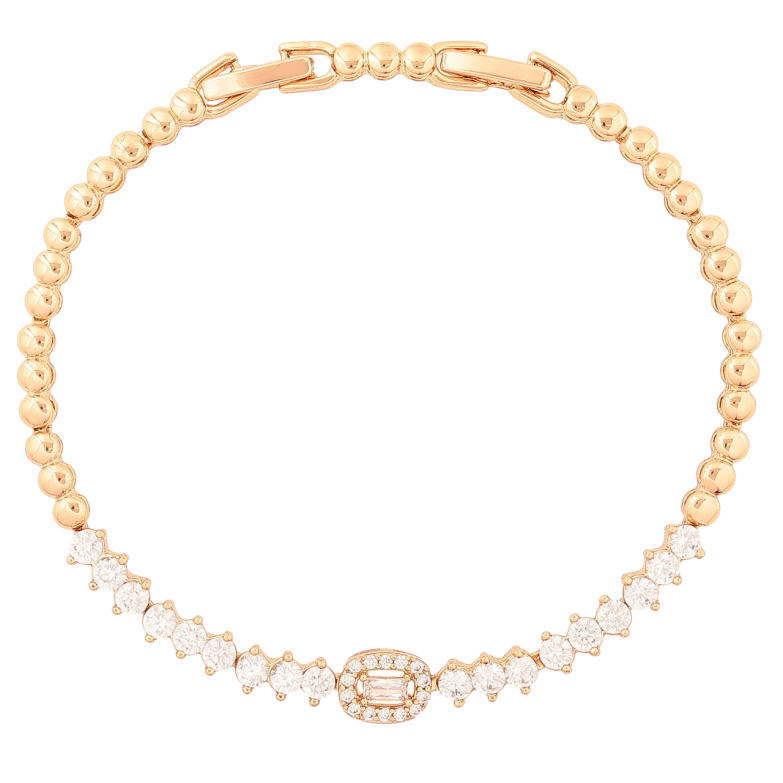 Браслет Xuping Позолота 18K «Візерунок з кришталевою доріжкою» розмір з доп. замком 17,19см х 3-6мм фото №1