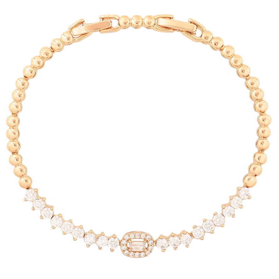 Браслет Xuping Позолота 18K «Візерунок з кришталевою доріжкою» розмір з доп. замком 17,19см х 3-6мм фото №1