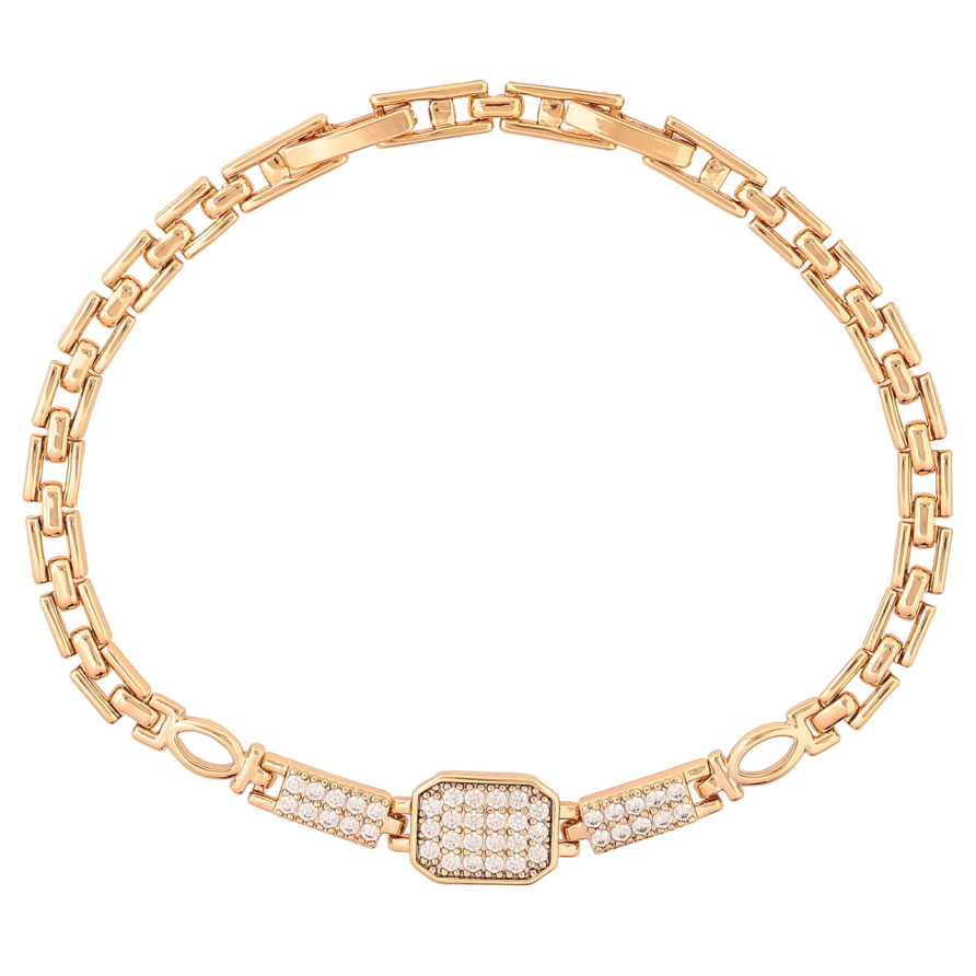 Браслет Xuping Позолота 18K «Візерунок з інкрустацією кристалами» розмір з доп. замком 17.5,19.5см х 4-9мм фото №1