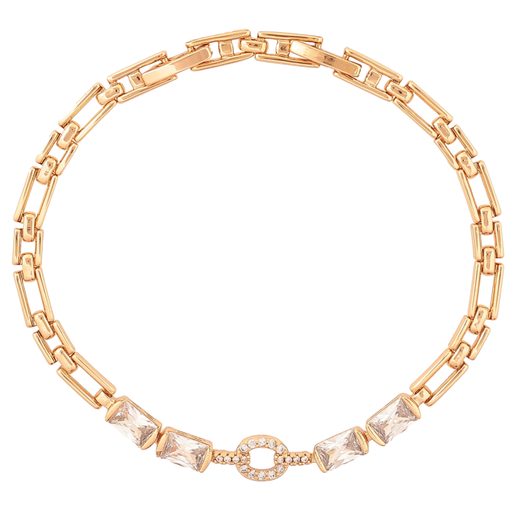 Браслет Xuping Позолота 18K  «Візерунок з кристалами» розмір з доп. замком 17.5,19.5см х 4-6мм фото №5