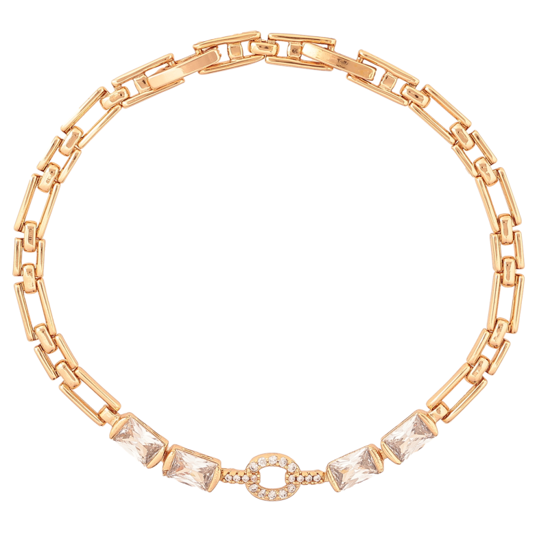 Браслет Xuping Позолота 18K  «Візерунок з кристалами» розмір з доп. замком 17.5,19.5см х 4-6мм фото №1