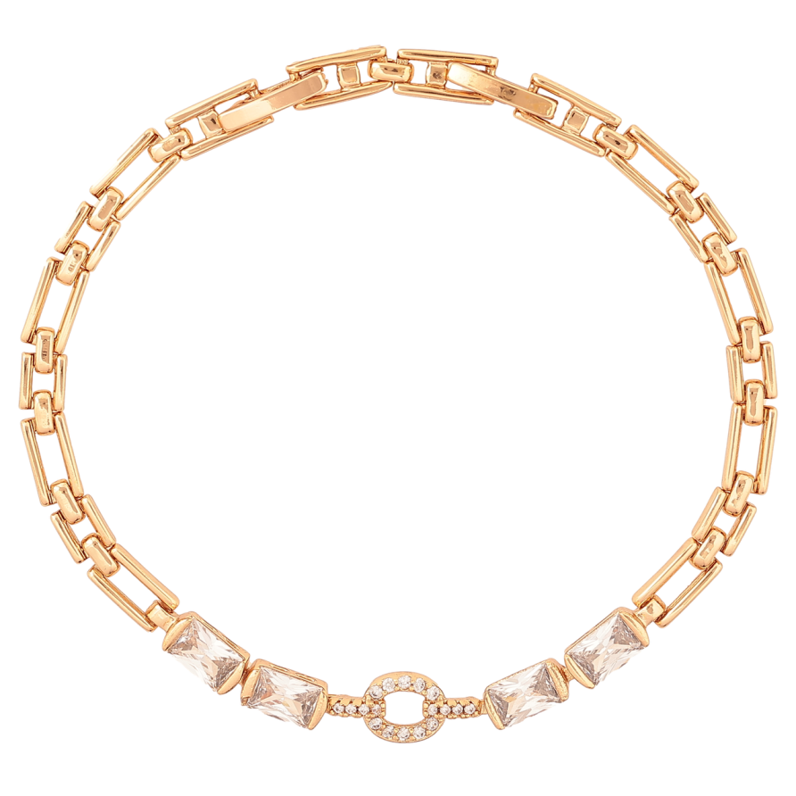 Браслет Xuping Позолота 18K  «Візерунок з кристалами» розмір з доп. замком 17.5,19.5см х 4-6мм фото №1