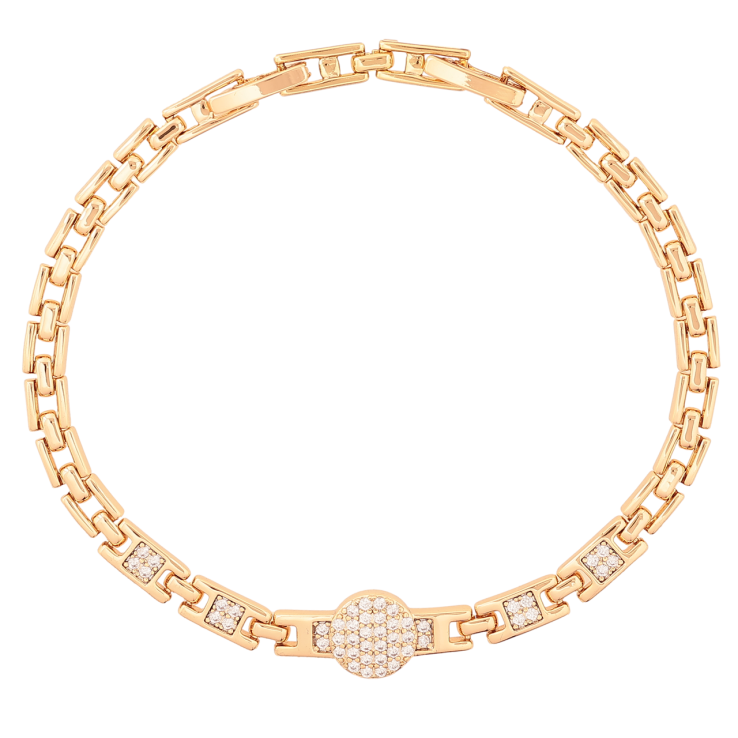 Браслет Xuping Позолота 18K «Візерунок з інкрустацією кристалами» розмір з доп. замком 17.5,19.5см х 4-9мм фото №4