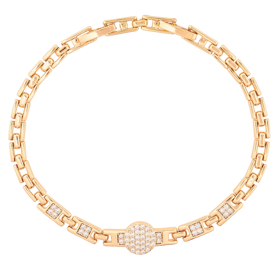 Браслет Xuping Позолота 18K «Візерунок з інкрустацією кристалами» розмір з доп. замком 17.5,19.5см х 4-9мм фото №1