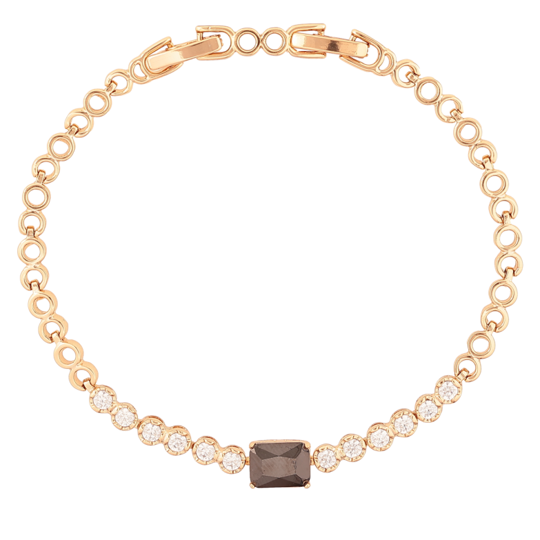 Браслет Xuping Позолота 18K Узор с черным кристаллом размер с доп. замком 17.5,19.5см х 4-6мм фото №1