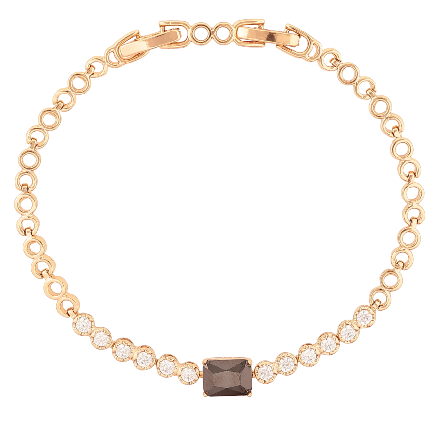 Браслет Xuping Позолота 18K «Візерунок з чорним кристалом» розмір з доп. замком 17.5,19.5см х 4-6мм фото №1