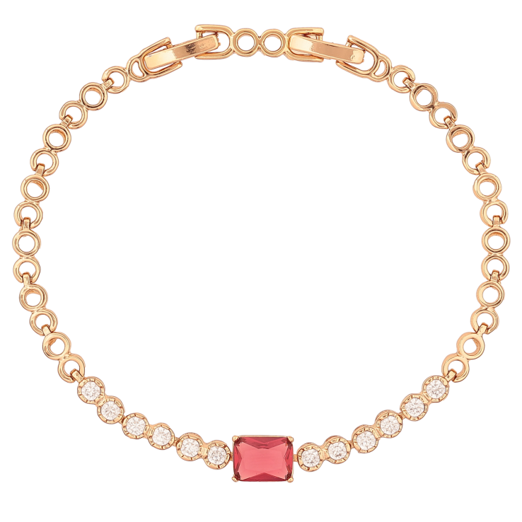 Браслет Xuping Позолота 18K «Візерунок з червоним кристалом» розмір з доп. замком 17,19см х 4-6мм фото №3