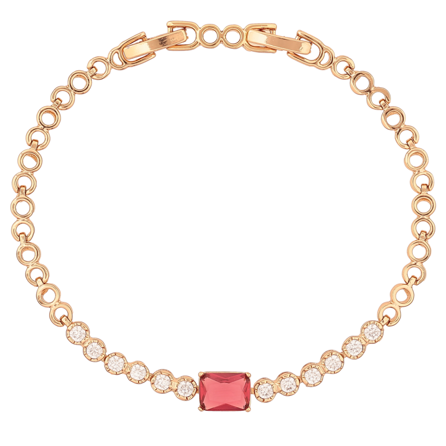 Браслет Xuping Позолота 18K «Візерунок з червоним кристалом» розмір з доп. замком 17,19см х 4-6мм фото №1