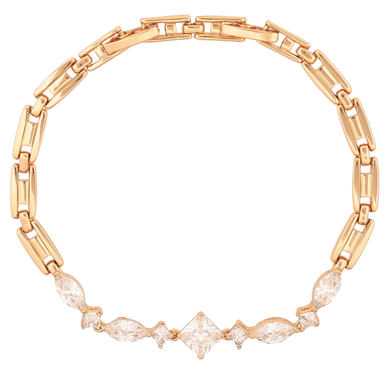 Браслет Xuping Позолота 18K «Візерунок з кристалами» розмір з доп. замком 17.5,19.5см х 5-8мм фото №1