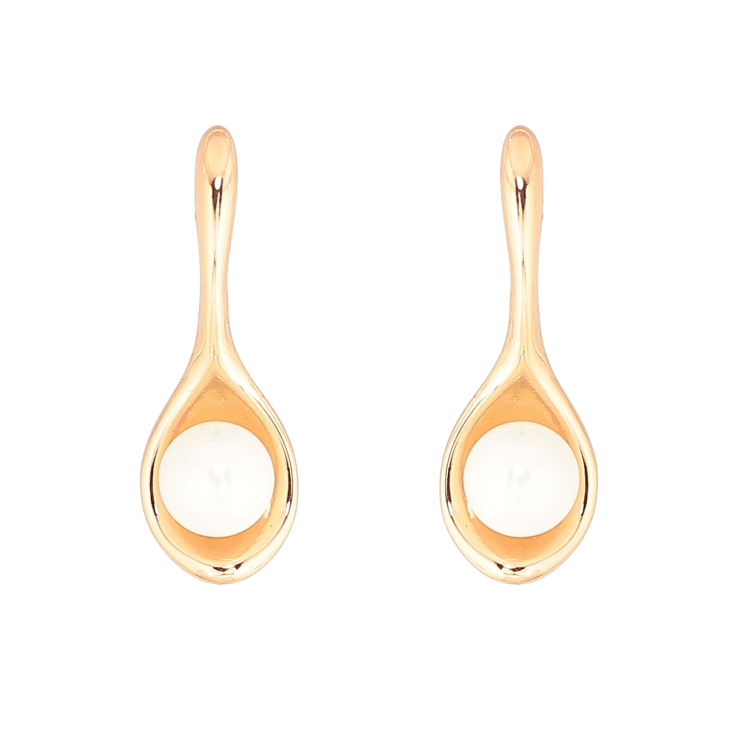 Сережки Xuping Позолота 18K пусети «Ложка з перлиною» фото №17