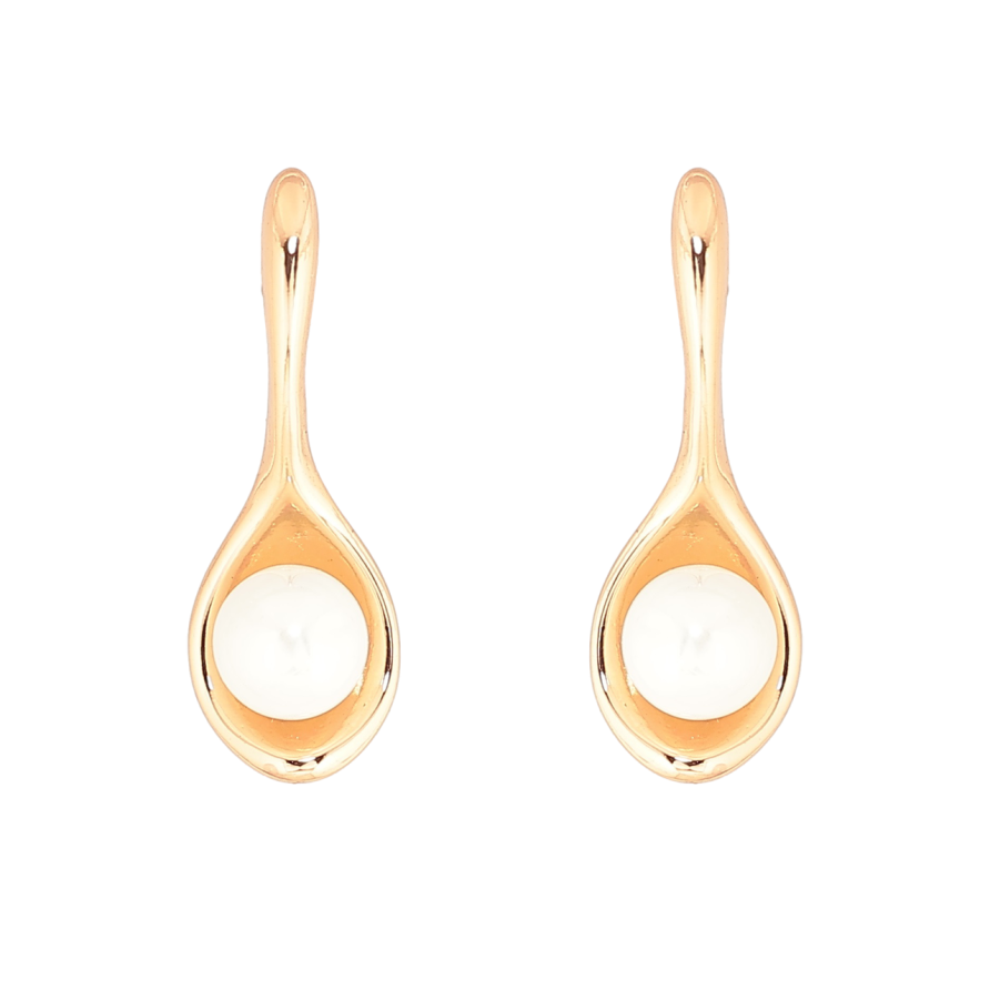 Сережки Xuping Позолота 18K пусети «Ложка з перлиною» фото №1
