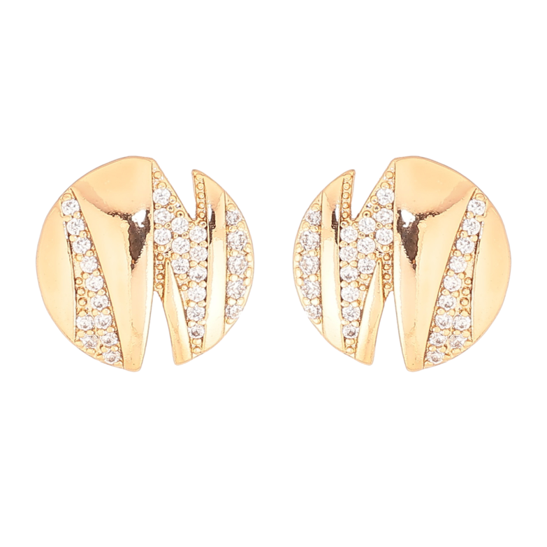 Серьги Xuping Позолота 18K пусеты Круги с узором кристаллами фото №1