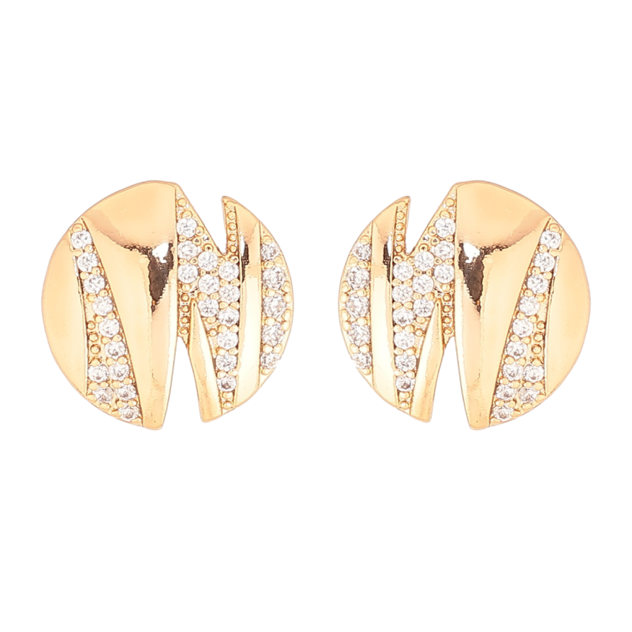 Сережки Xuping Позолота 18K пусети «Кола з візерунком кристалами» фото №1