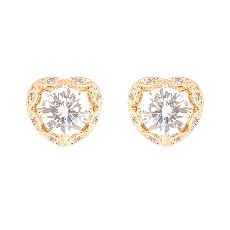 Серьги Xuping Позолота 18K пусеты Сердечки с кристаллами фото №3