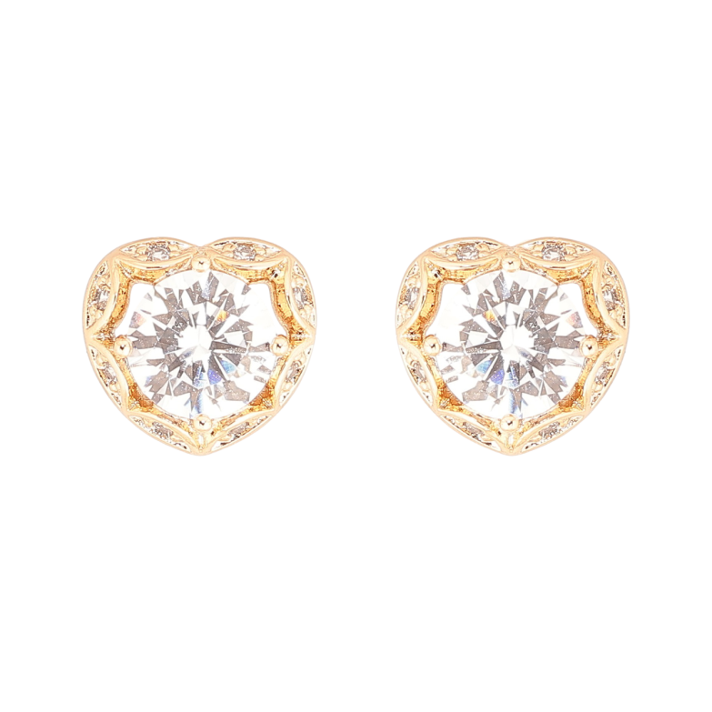 Сережки Xuping Позолота 18K пусети «Сердечка з кристалами» фото №1