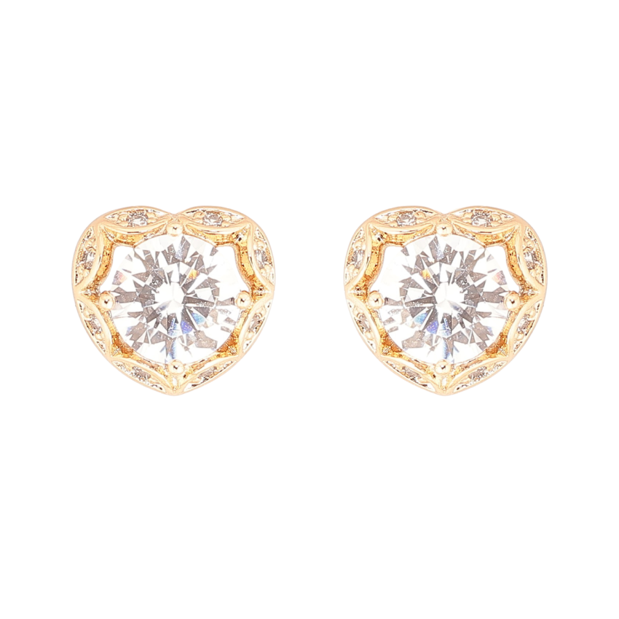 Серьги Xuping Позолота 18K пусеты Сердечки с кристаллами фото №1
