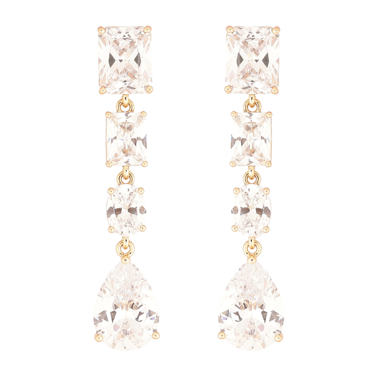 Сережки Xuping Позолота 18K пусети «Кришталеві підвіски» фото №21