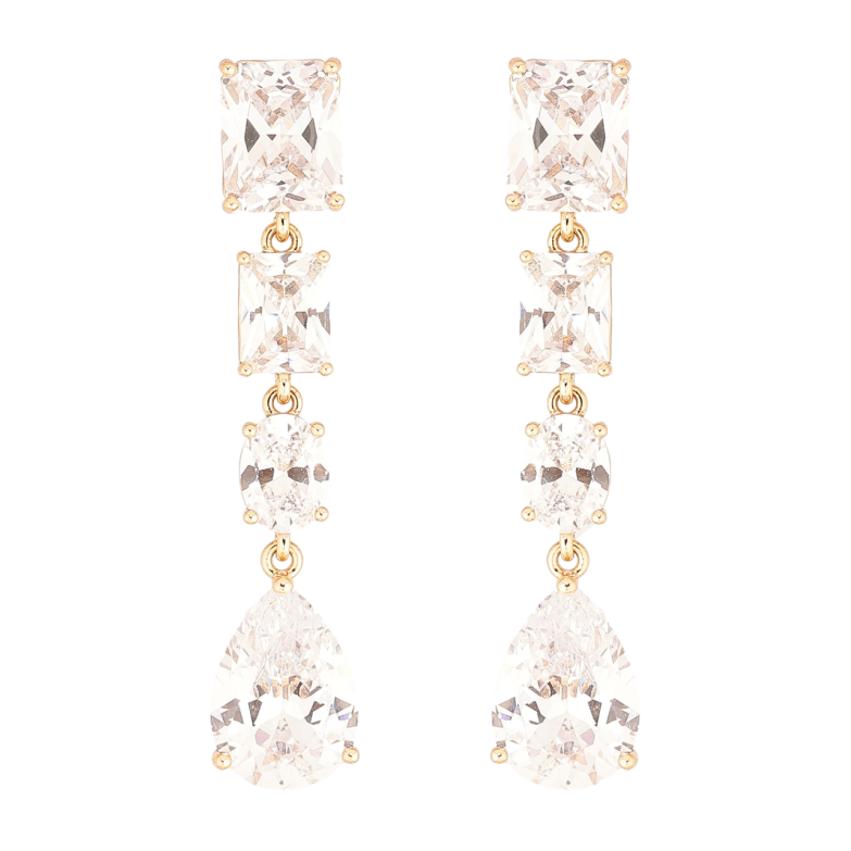 Сережки Xuping Позолота 18K пусети «Кришталеві підвіски» фото №1 Сережки Xuping Позолота 18K пусети «Кришталеві підвіски» фото №1
