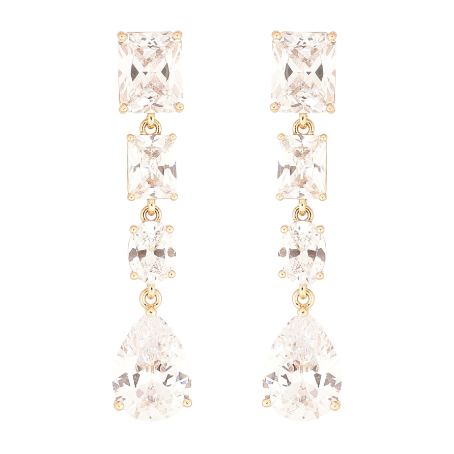 Сережки Xuping Позолота 18K пусети «Кришталеві підвіски» фото №1 Сережки Xuping Позолота 18K пусети «Кришталеві підвіски» фото №1