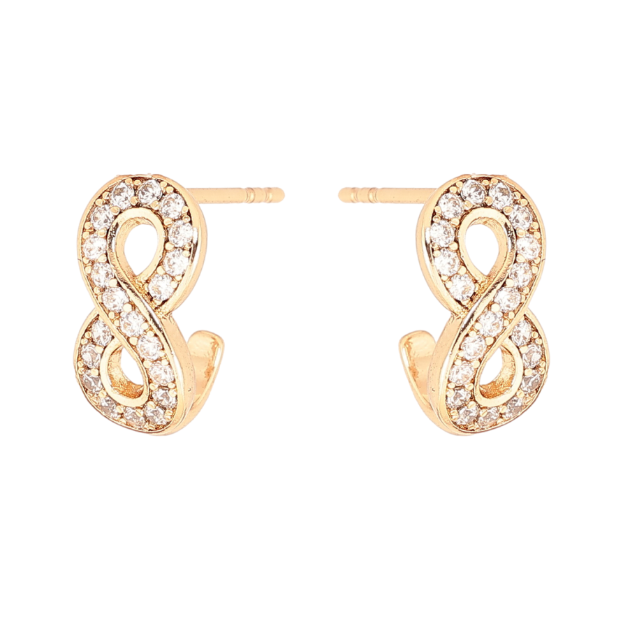 Сережки Xuping Позолота 18K пусети «Вісімки з кристалами» фото №1