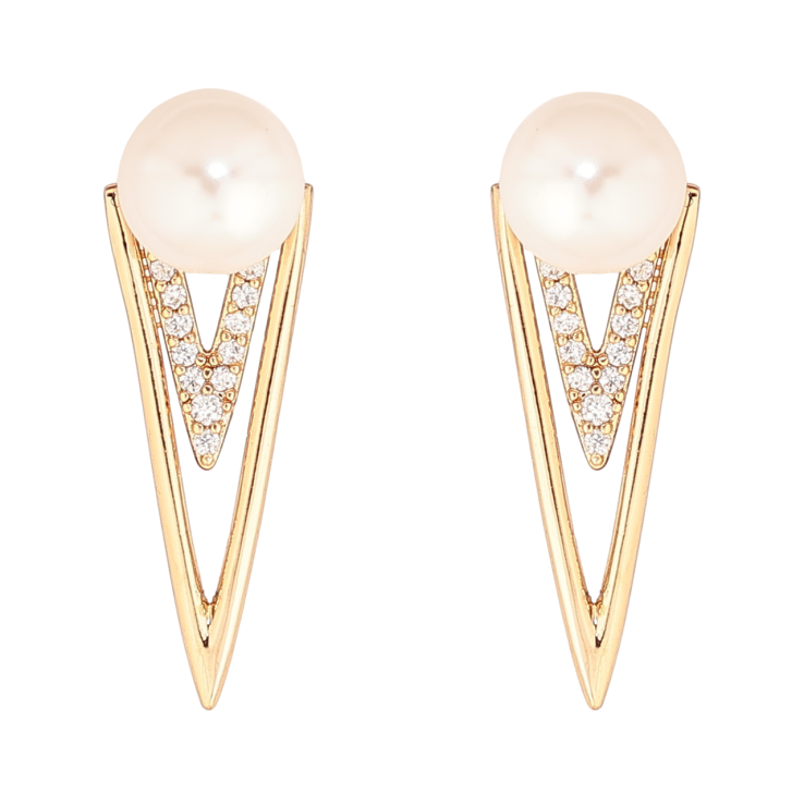 Сережки Xuping Позолота 18K пусети «Декоративний візерунок з перлинами» фото №7