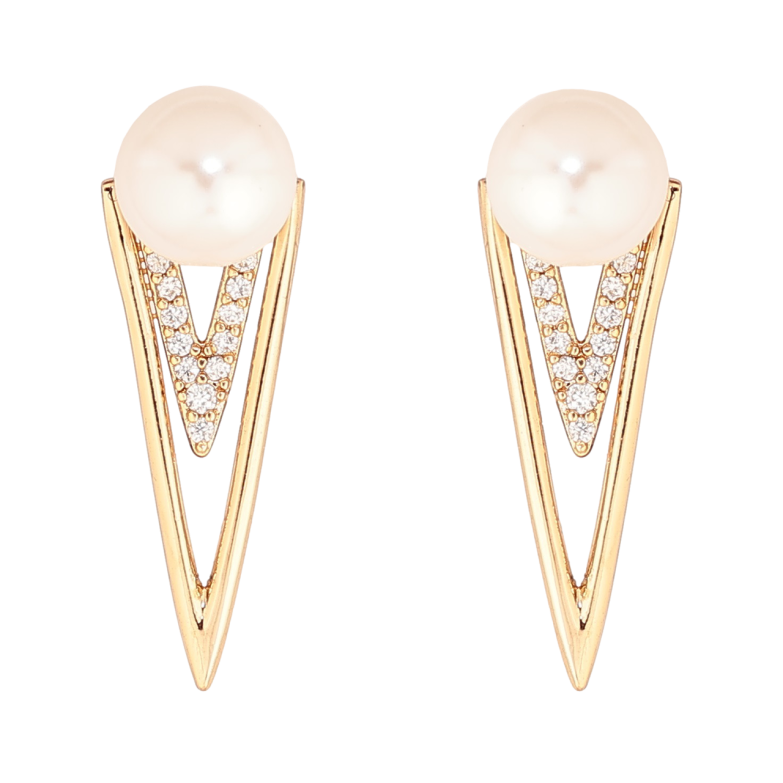 Сережки Xuping Позолота 18K пусети «Декоративний візерунок з перлинами» фото №1