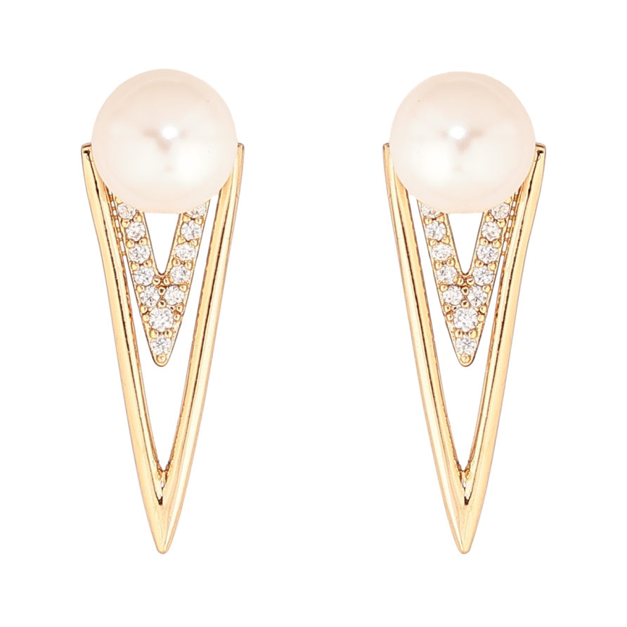 Сережки Xuping Позолота 18K пусети «Декоративний візерунок з перлинами» фото №1