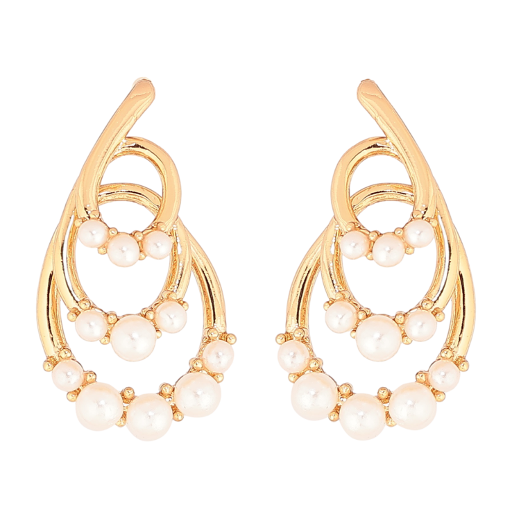 Сережки Xuping Позолота 18K пусети «Декоративний візерунок з перлинами» фото №13